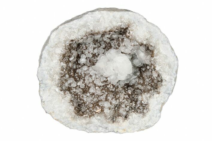 Keokuk Quartz Geode with Calcite Crystals (Half) - Missouri #203787